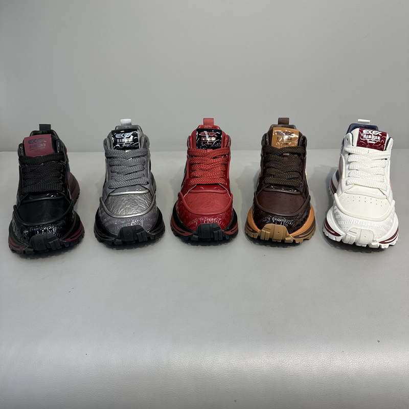 2025低帮系带圆头拼接增高老爹鞋防滑软底舒适潮流百搭休闲男鞋