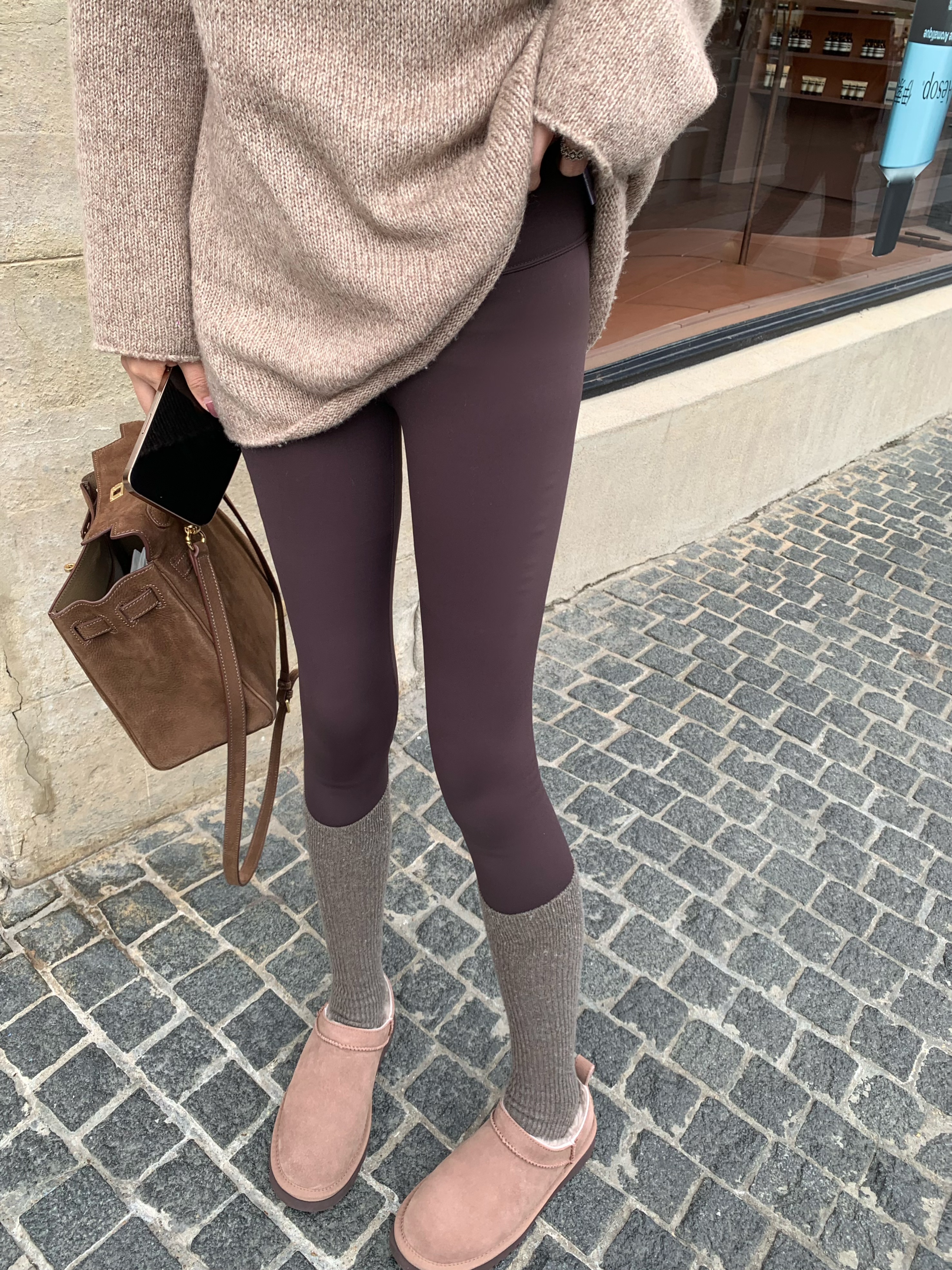 BIG WHITE REMADE“鱼人裤”法式时尚收赘肉显身材加绒瑜伽裤25542