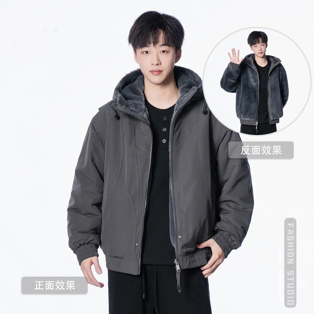 【双面穿座山雕】加厚冬季款原创升级连帽高密防风防水男女同款外套