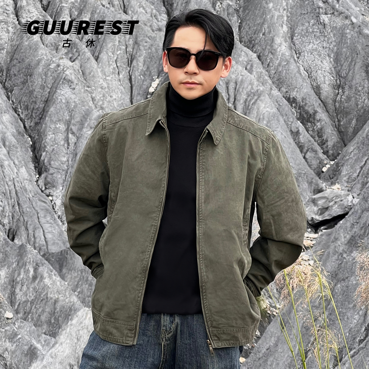 2025秋季新款纯棉洗退复古夹克宽松休闲经典百搭纯色