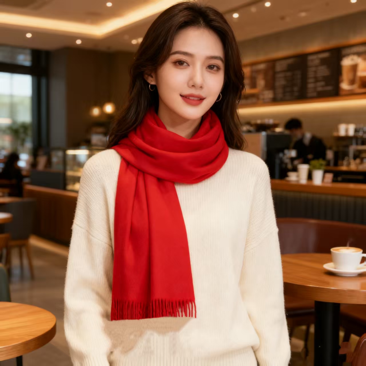 DNY潮牌服饰25年度冬季时尚休闲百搭羊毛蚕丝情侣款围脖