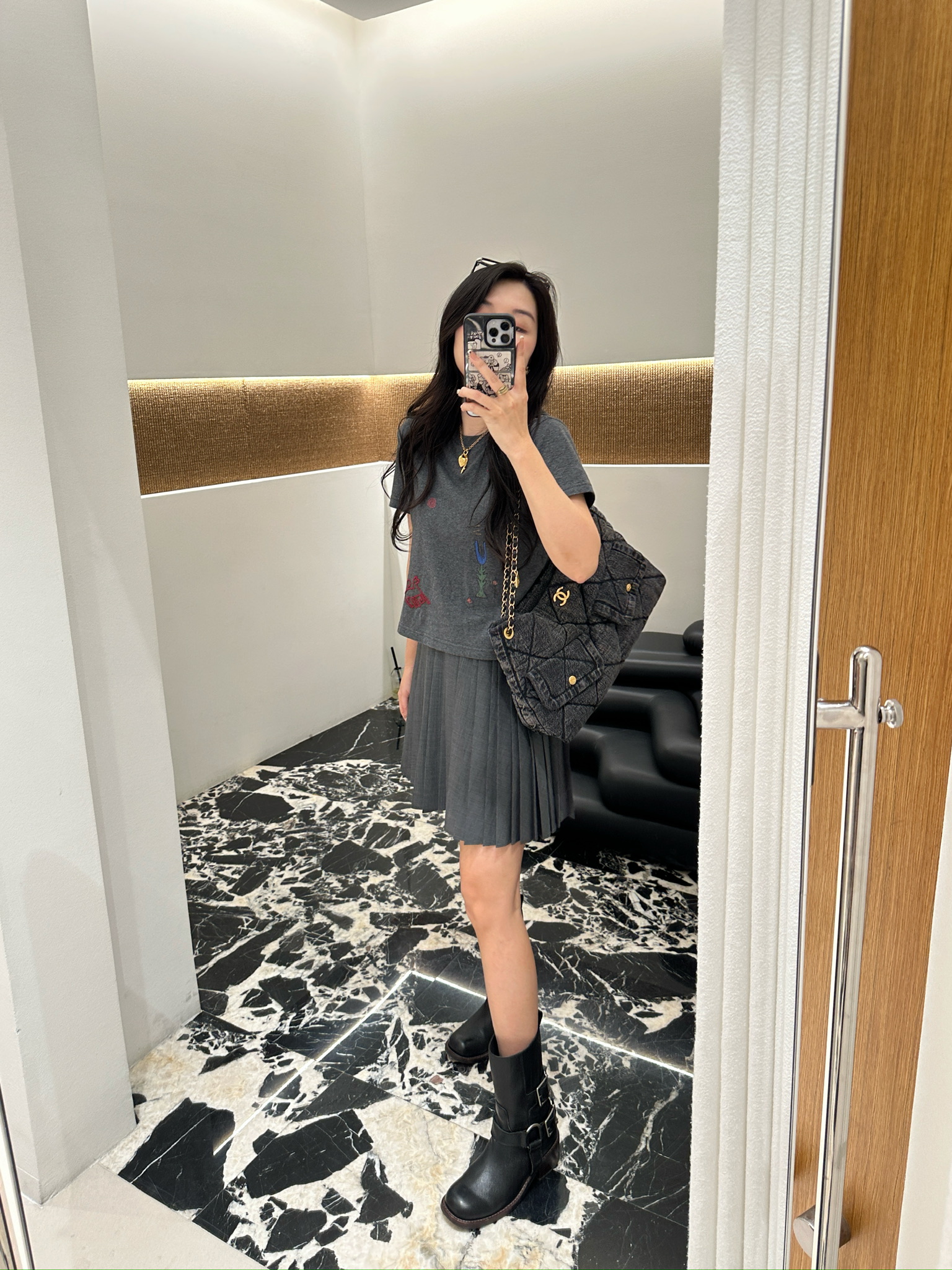 IIIVIVINIKO设计师品牌 学院风休闲撞色腰头百褶裙