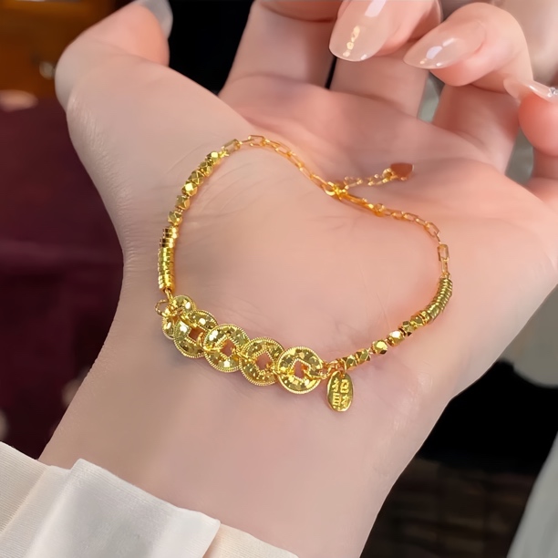 高定五帝钱碎碎冰手链005