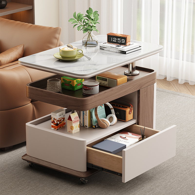 客厅阳台可移动旋转推车小角几茶几茶车茶水柜沙发边柜可升降边几