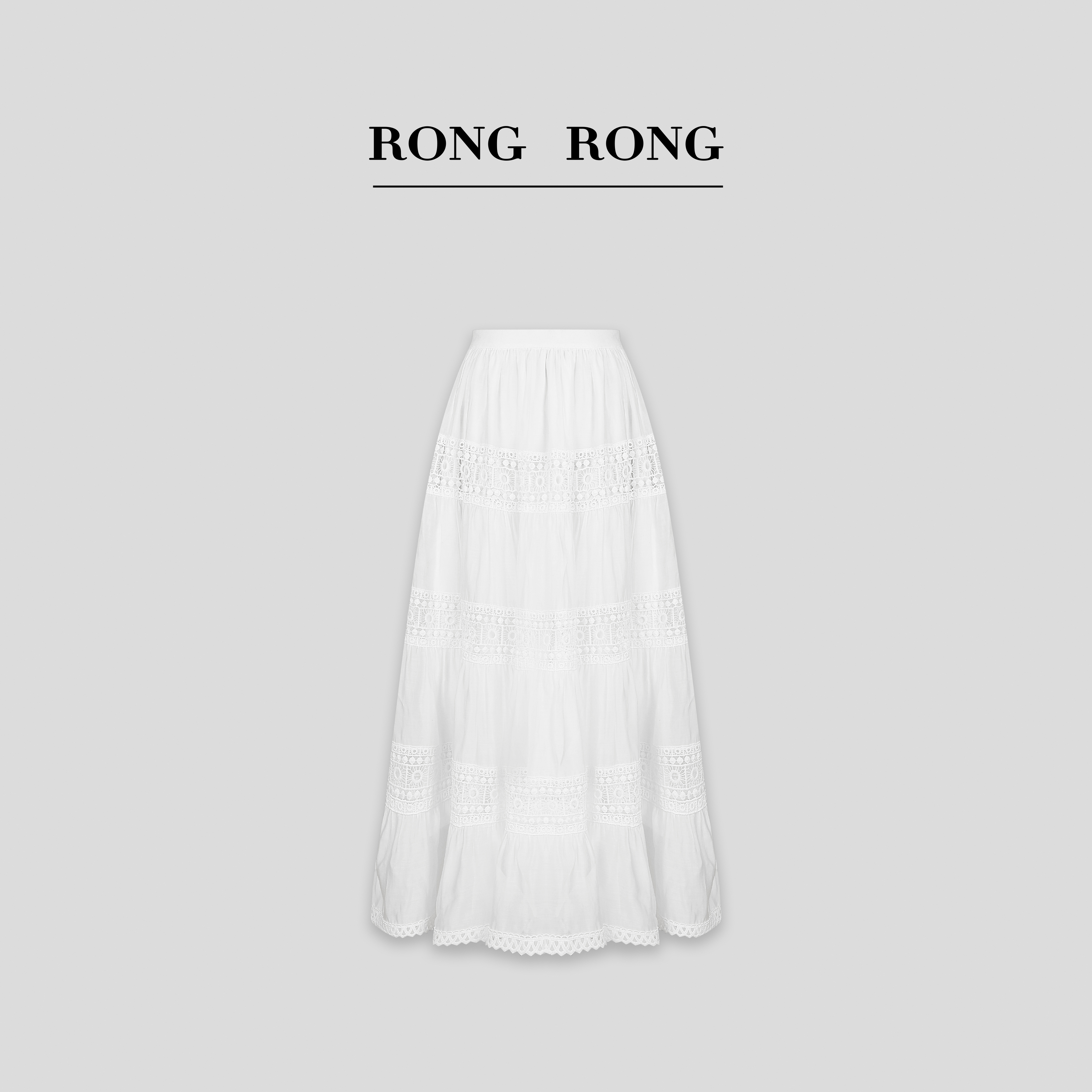 溶溶【白月光】RONGRONG莱赛尔混纺镂空钩花仙女风半身裙T25C192Q