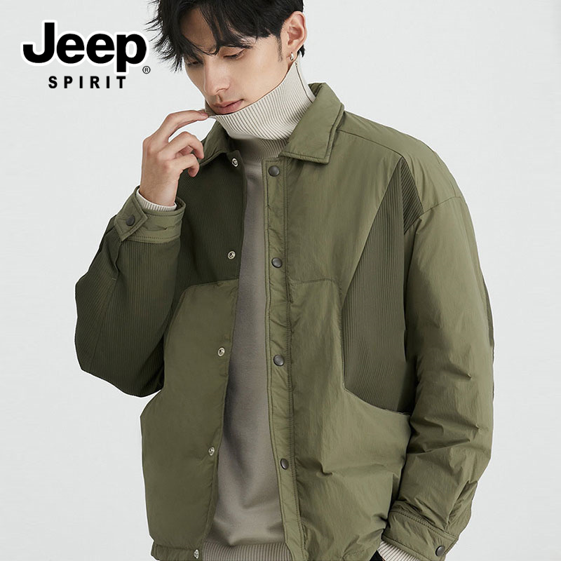 JEEPSPIRIT冬保暖拼接设计2025男士羽绒服最新款2025爆款