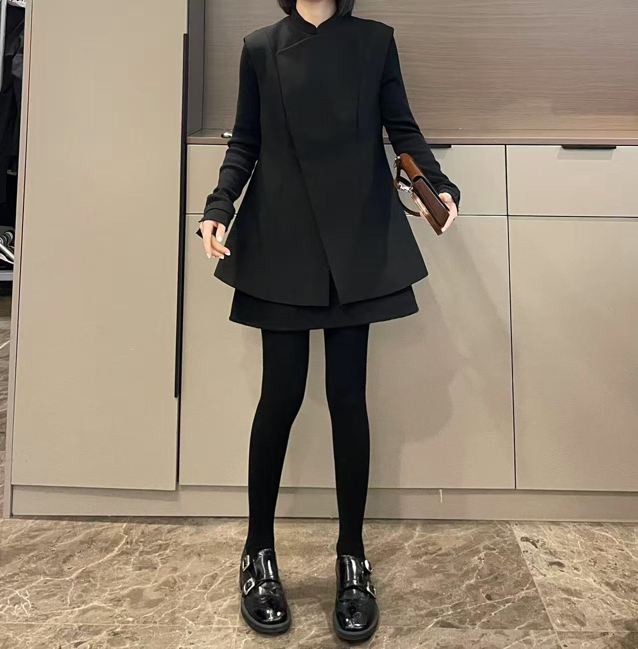 米可/MK-3337ZJ【气质收腰斜扣叠穿马甲】时尚休闲冬季新款马甲