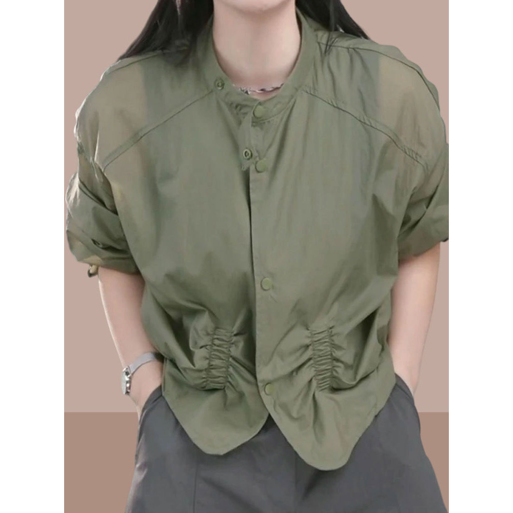 香朵儿圆领蝙蝠袖短外套女2026年夏季新款洋气衣服女宽松薄款上衣