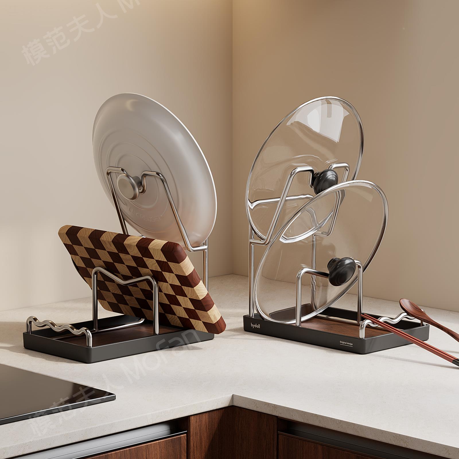 高颜值厨房锅盖架台面多功能锅铲筷勺子收纳架砧板放置器置物架子