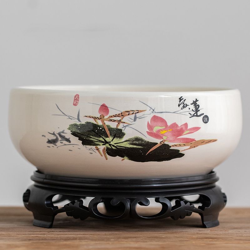 水培花盆陶瓷铜钱草一叶莲碗莲金钱草睡莲水莲花巴西木水培瓷花盆