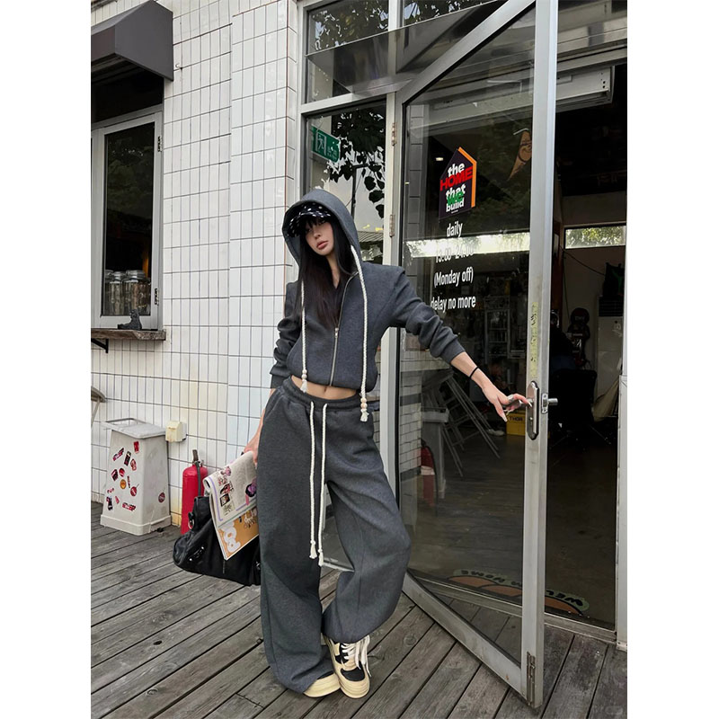 秋季小众设计感通勤风修身显瘦外套上衣休闲简约时尚直筒长裤套装