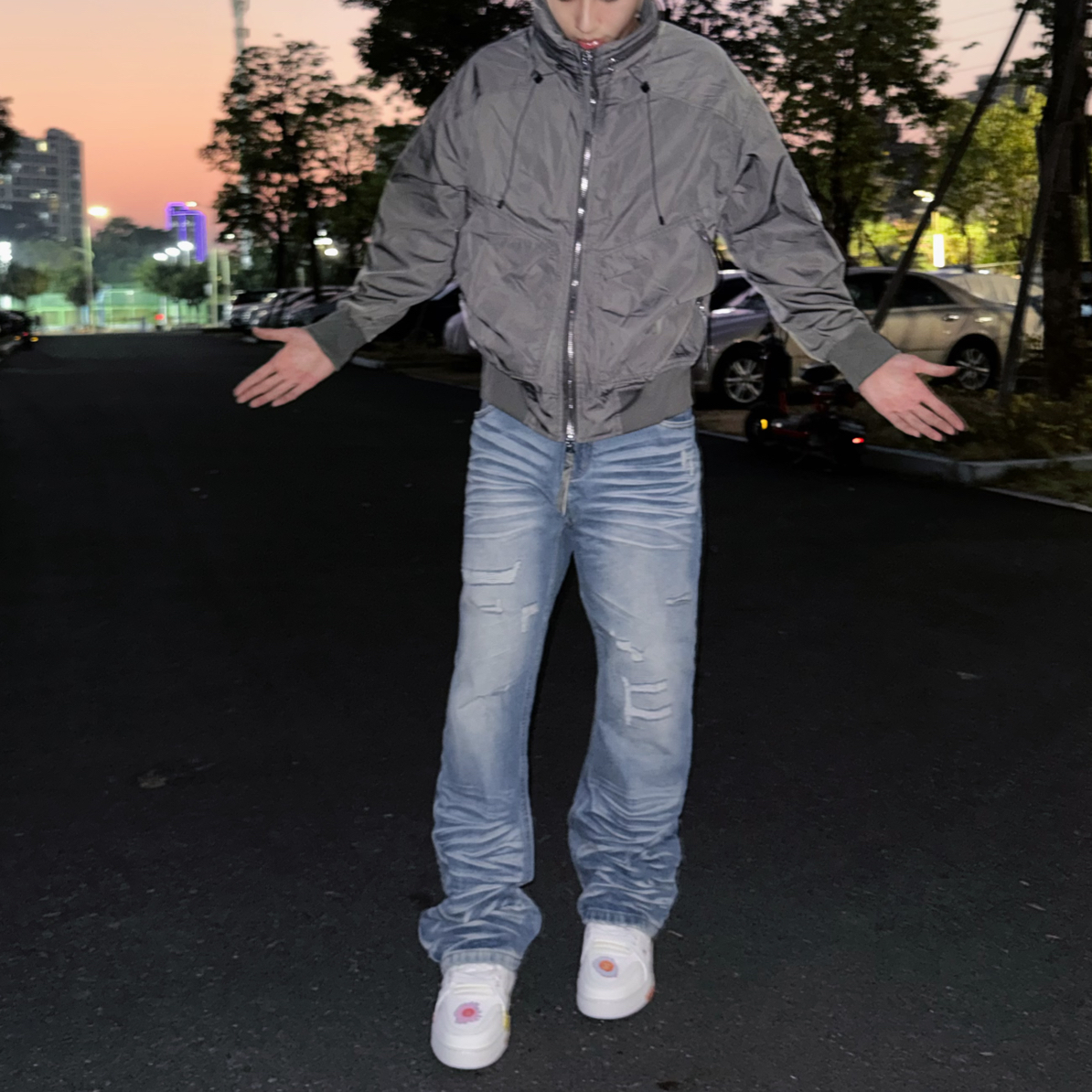 HIGHLIGHT美式026高街vibe复古微喇修身牛仔裤男秋季