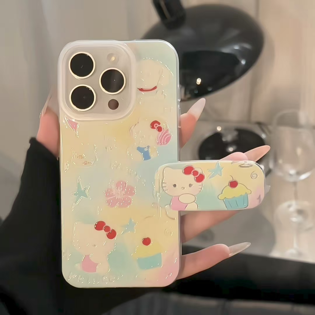 羽纱IMD适用苹果/华为/小米/oppo/vivo多巴胺晕染猫咪防护手机壳