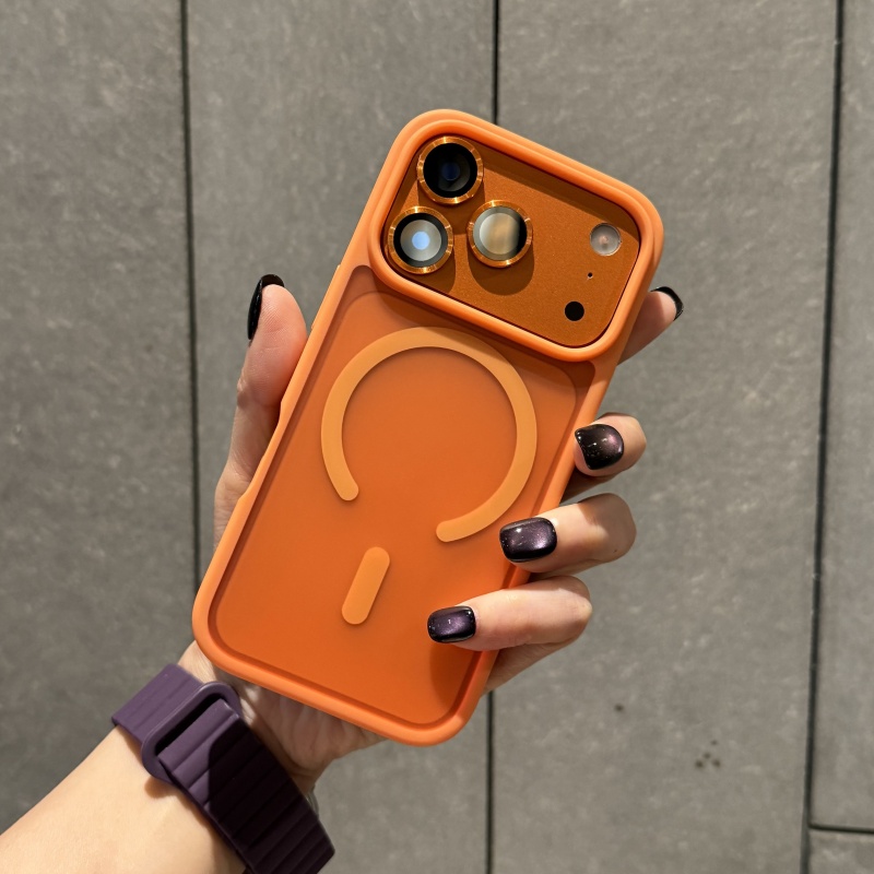 适用iphone17手机壳苹果17promax新款全包防摔大孔磁吸壳炸街橙