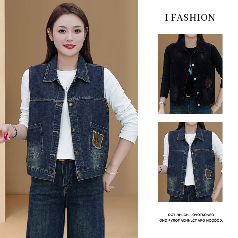 高含棉时尚洋气牛仔马甲女士2026年春秋新款复古百搭坎肩马夹外套