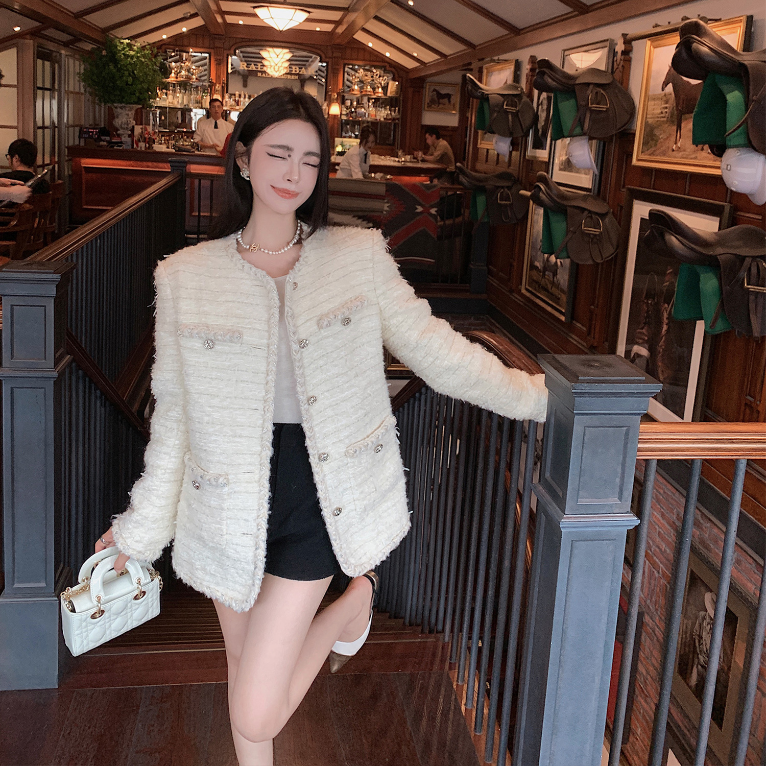 【LILYLIKES】"埃及手工坊重磅高奢绵羊毛粗花呢手工编织小香外套