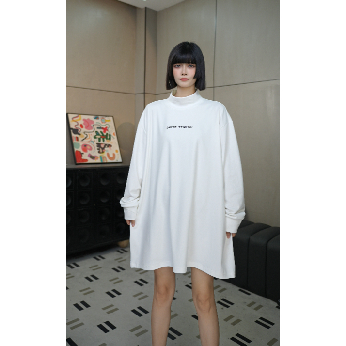 3439-200斤可穿长袖落肩袖高领休闲风女长袖（衣长76/82胸围150）