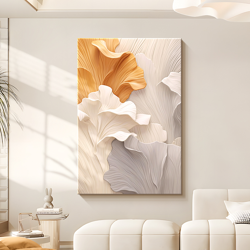 奶油风客厅装饰画抽象艺术银杏落地画沙发背景墙壁画大气玄关挂画