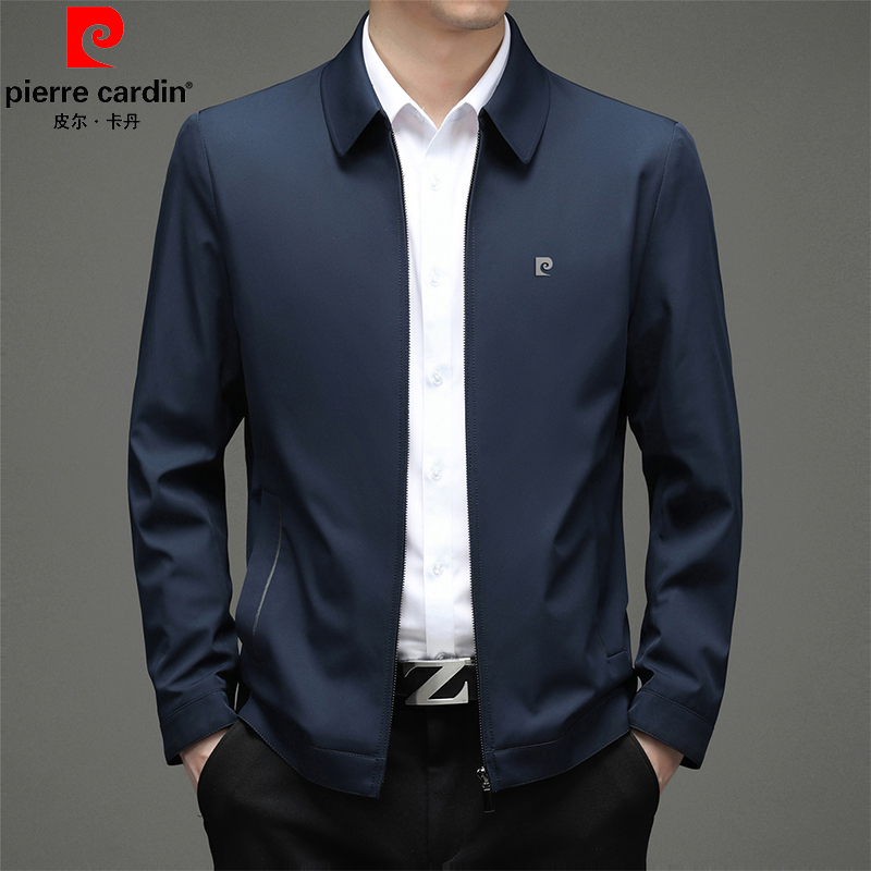 皮尔卡丹2025秋冬新款男士翻领夹克中年爸爸装宽松休闲外套上衣服