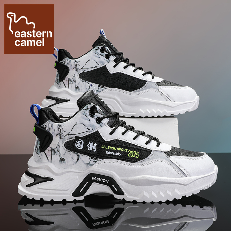 东方骆驼男鞋新款透气高帮鞋厚底国潮运动鞋子百搭休闲老爹鞋潮鞋