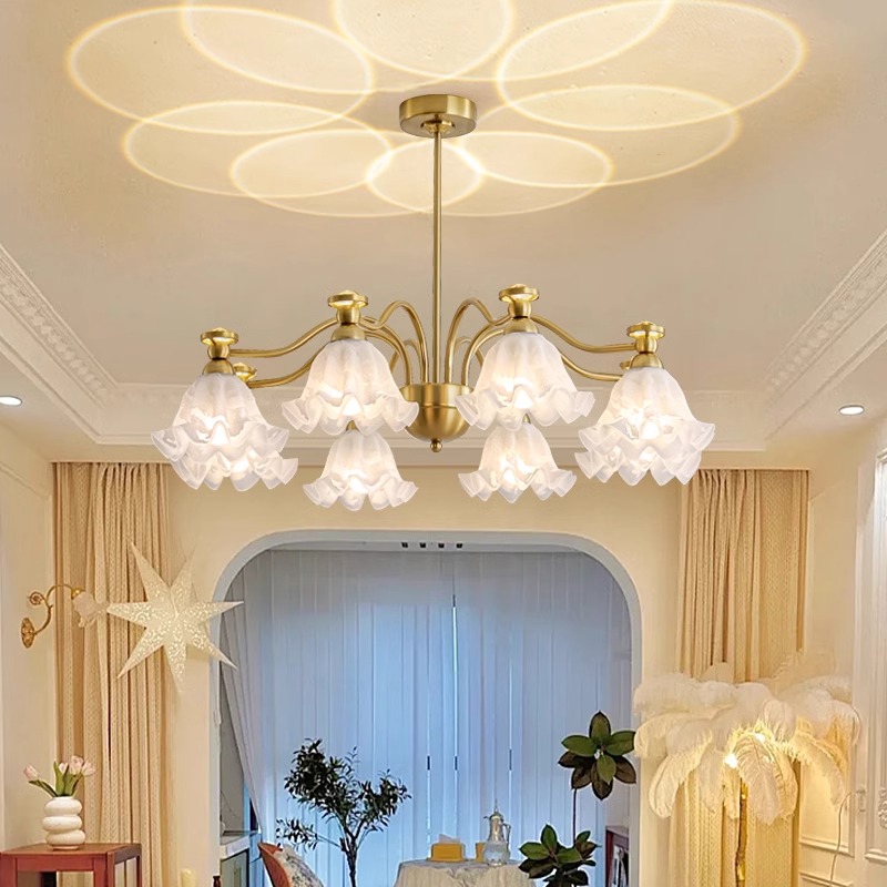 美式客厅吊灯现代简约2025新款中古奶油风卧室主灯高级感铃兰灯具