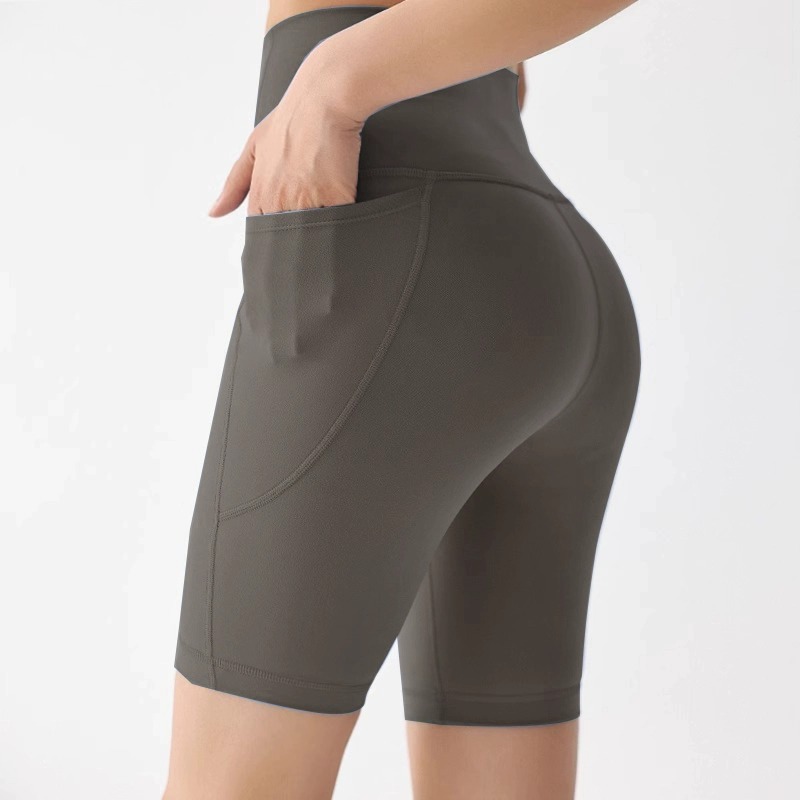 五分瑜伽裤女高腰提臀口袋紧身健身裤跑步运动骑行裤夏季薄款外穿