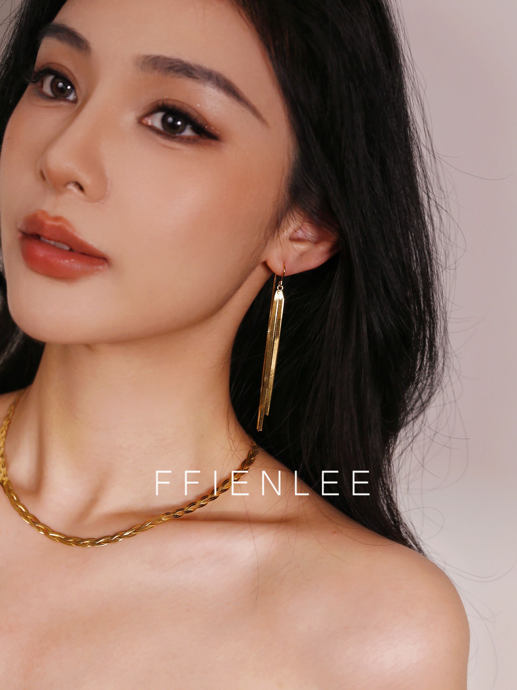 925银耳饰 <布丁>挂耳式2mm蛇骨链流苏耳饰女小众高级感气质耳线