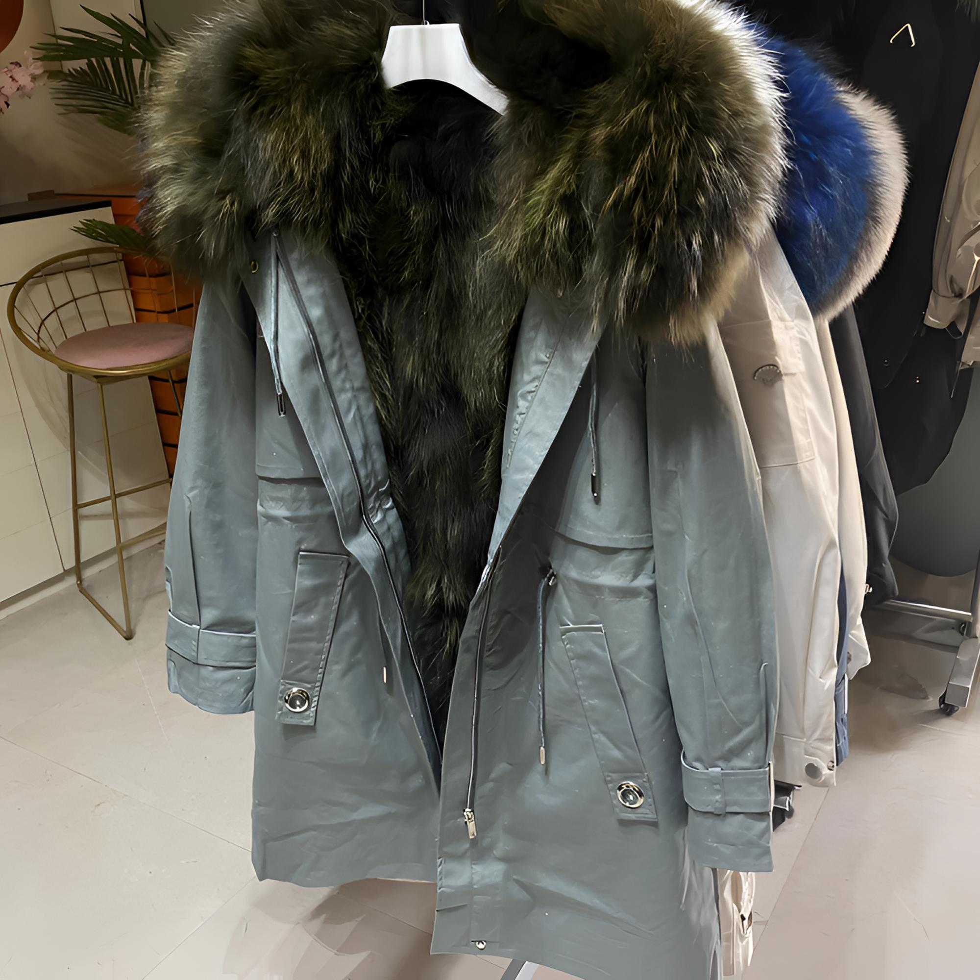 【编号01-100】48网红48同款48派克服48狐狸毛大毛领连帽时尚休闲