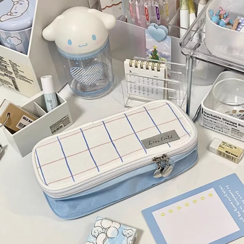 日本KOKUYO国誉笔袋可扩展开多层文具盒双拉链大容量学生双层笔袋