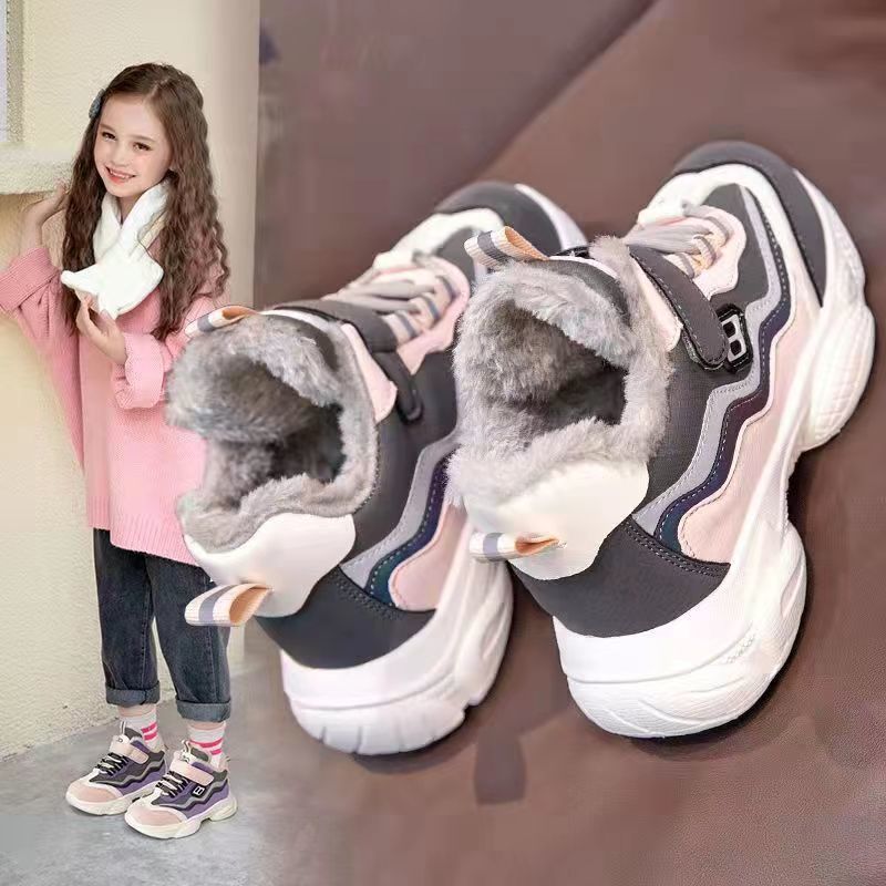 安踏联名TLXT2025秋冬新款女童运动鞋中大童防滑跑步鞋加绒棉鞋女