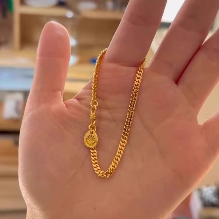 钛钢手链 金色古巴链钛钢手链女轻奢小众精致高级感手串2025新款