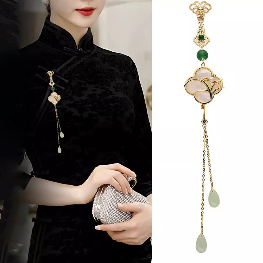 乌市新疆包邮古风气质梅兰竹菊胸针压襟旗袍挂件新中式挂饰胸花汉