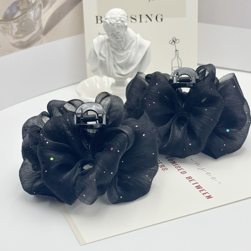 诗泊雅 2025新款洒金波点泡泡抓夹女网纱发夹后脑勺高级感鲨鱼夹