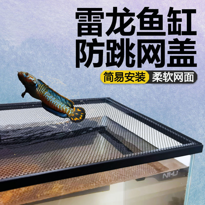 鱼缸防跳网磁吸防鱼跳缸雷龙防跳乌龟防逃爬虫鱼缸顶部盖板可裁剪