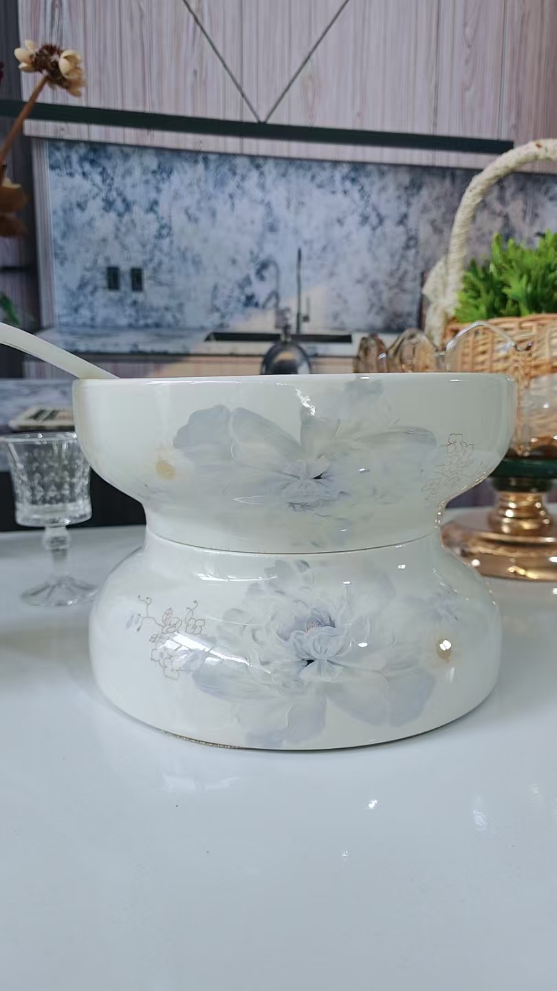 倾城牡丹大号家用新款高颜值汤盆8寸大碗高级感深碗2只