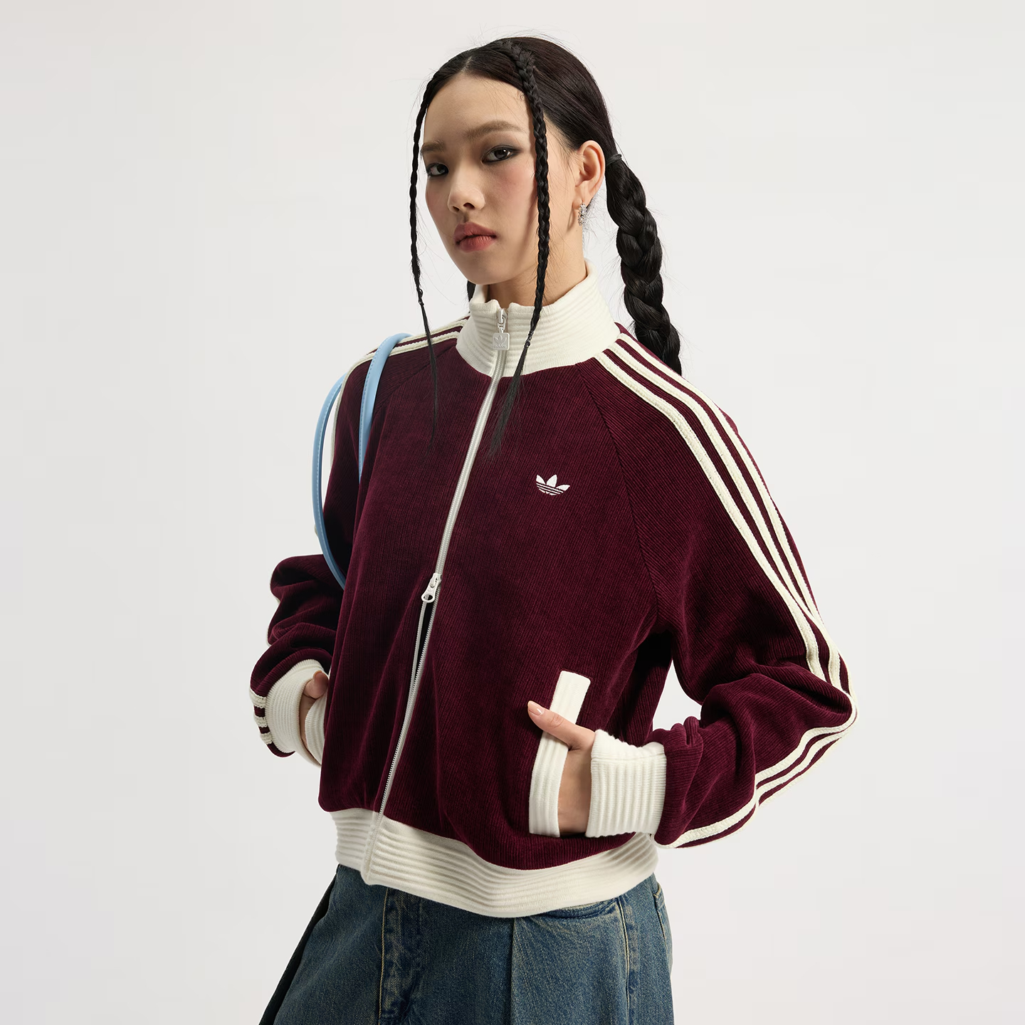 Adidas阿迪达斯三叶草女子休闲针织运动宽松夹克外套KS0400