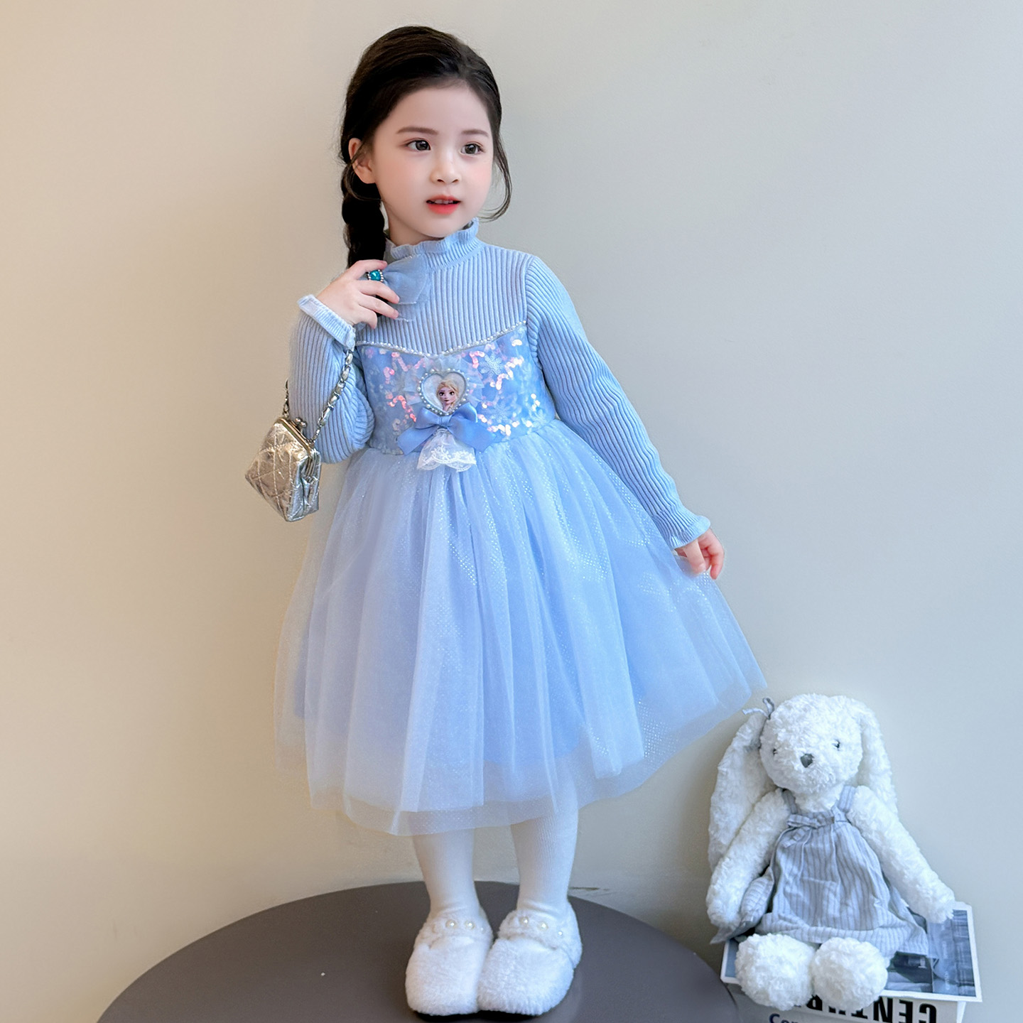 艾莎公主裙女童秋冬2025新款生日裙子儿童冰雪奇缘女孩爱莎连衣裙