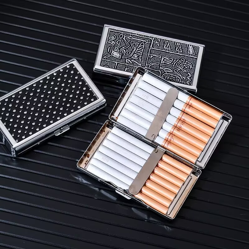 粗中细三用烟盒创意加长10cm金属便携式细支20支烟盒抗压口袋便携