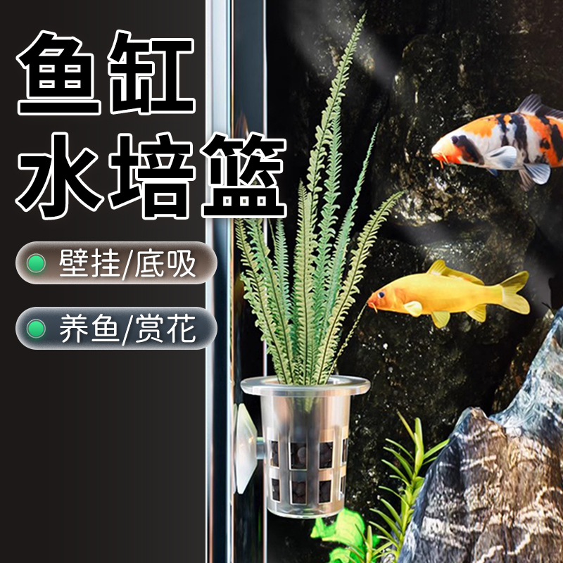 【宠大条】鱼缸水培定植篮盆栽固定架绿萝种植杯植物吸盘式造景配件
