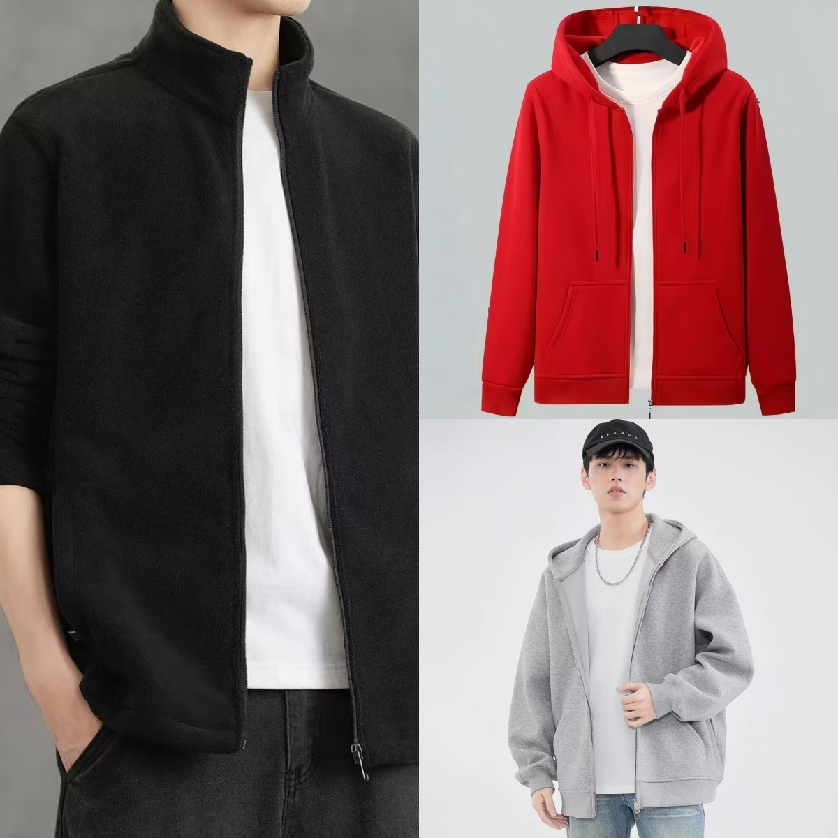 加绒冬季新款长绒棉空气感美式拉链卫衣长袖休闲运动外套