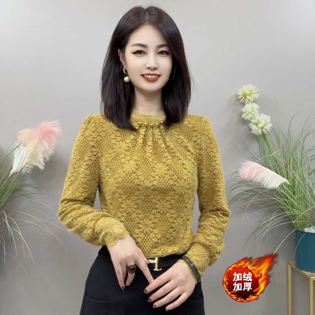 【KK】BX2033秋冬新款加绒保暖五粒珠子款长袖气质百搭衬衫