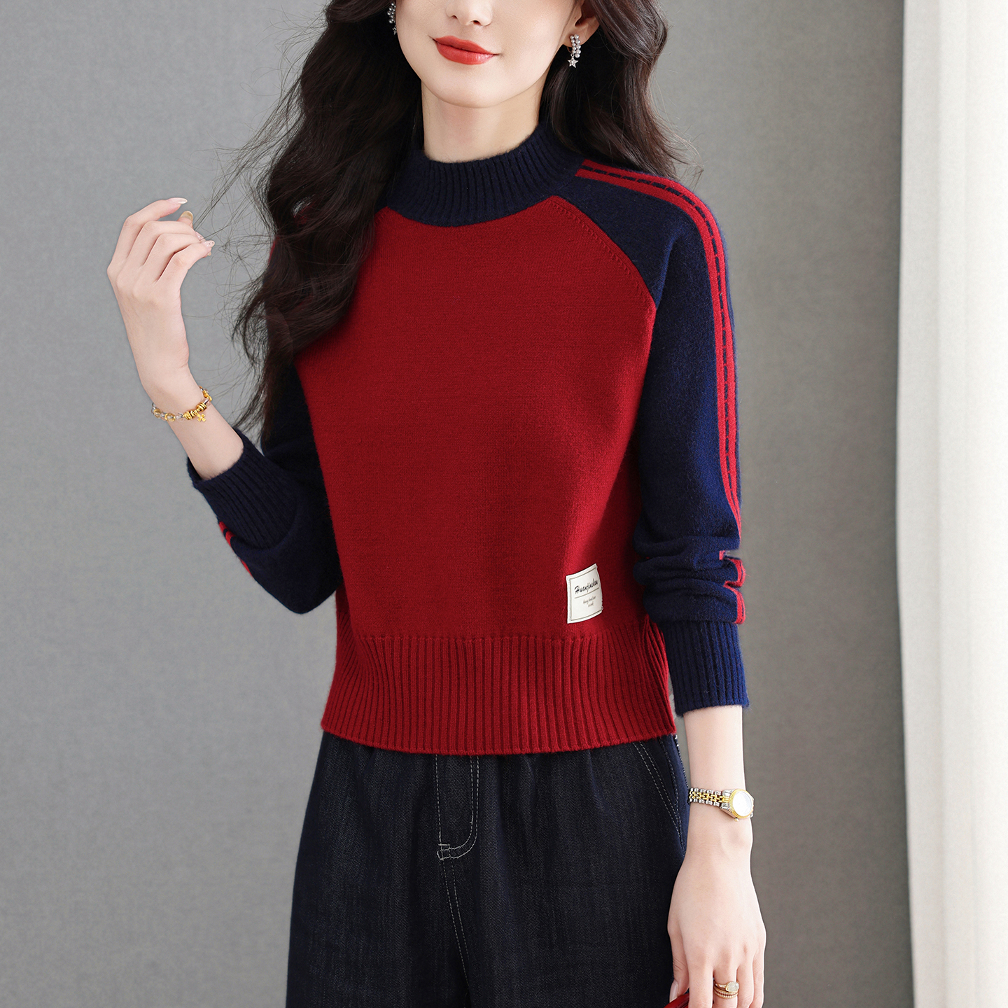 品牌女装正品秋冬羊毛衫女短款小个子上衣内搭时尚半高领厚款毛衣