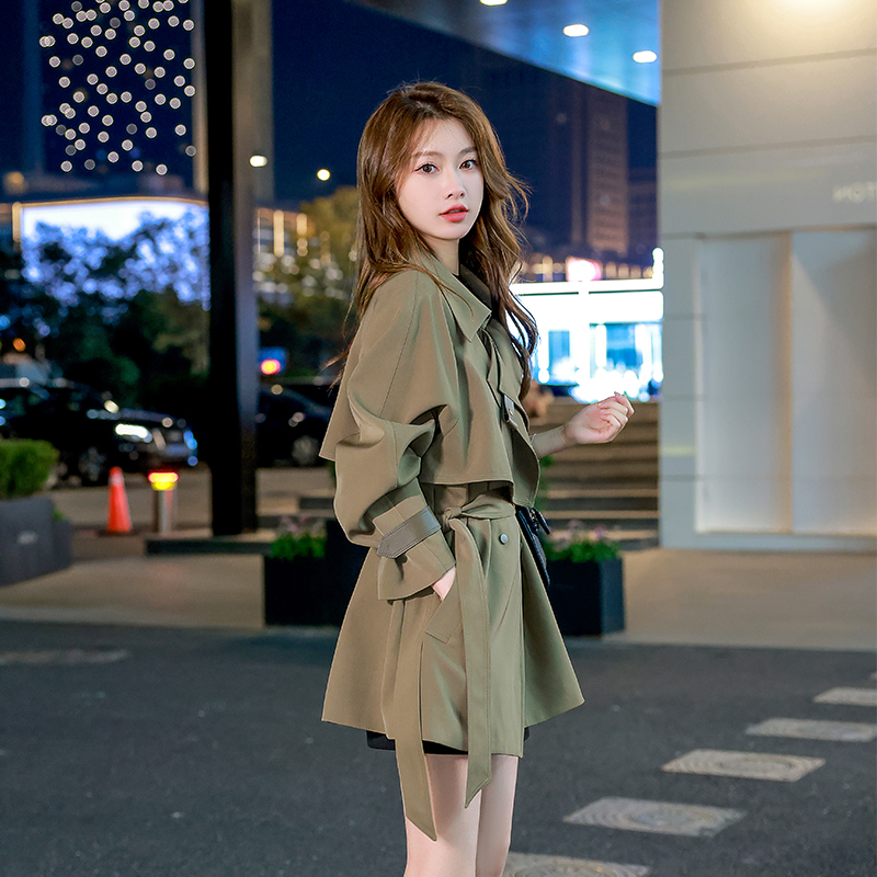 春秋新款时尚风衣外套休闲风森系大衣中长款秋季短款欧美风长袖女