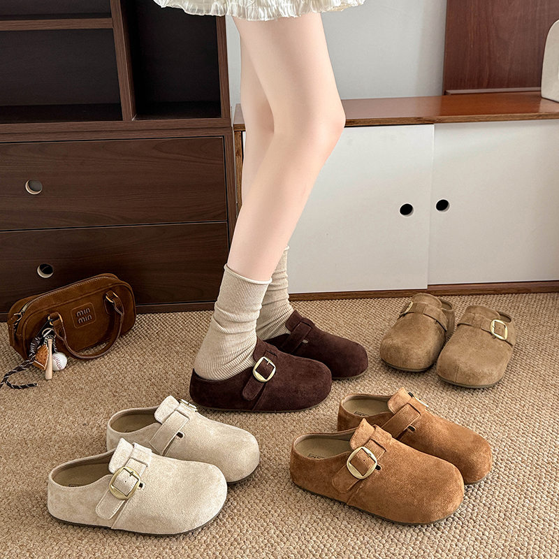 厚底勃肯鞋女包头拖鞋外穿2025新款秋季一脚蹬赖人博肯鞋穆勒单鞋