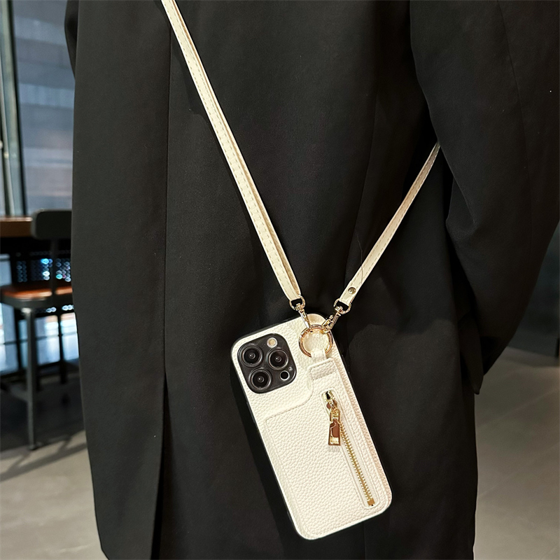 苹果16promax手机壳iPhone15零钱包14/13插卡套12支架11斜挎绳XR