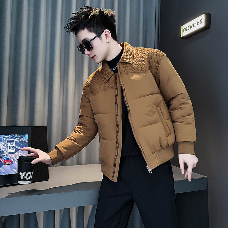 麦穗拼接棉服男款冬季2025新款爆款痞帅保暖翻领棉袄男装棉衣外套
