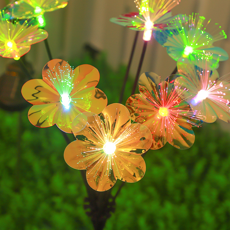 太阳能光纤炫彩蝴蝶灯花灯防水家用花园庭院氛围装扮太阳能庭院灯