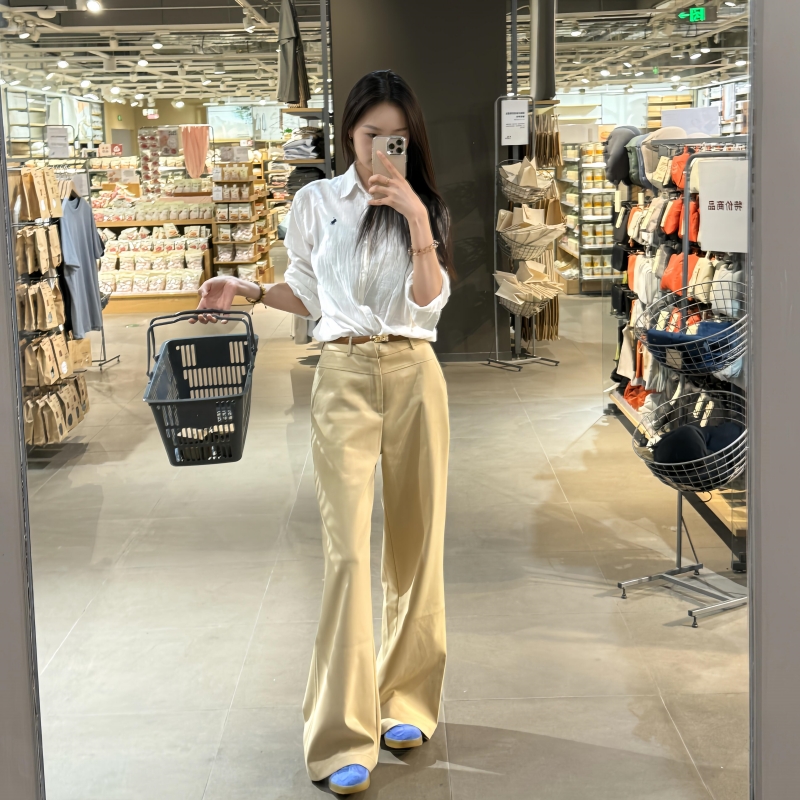 180高个子175加长卡其色休闲西装裤女宽松高腰显瘦小众阔腿拖地裤