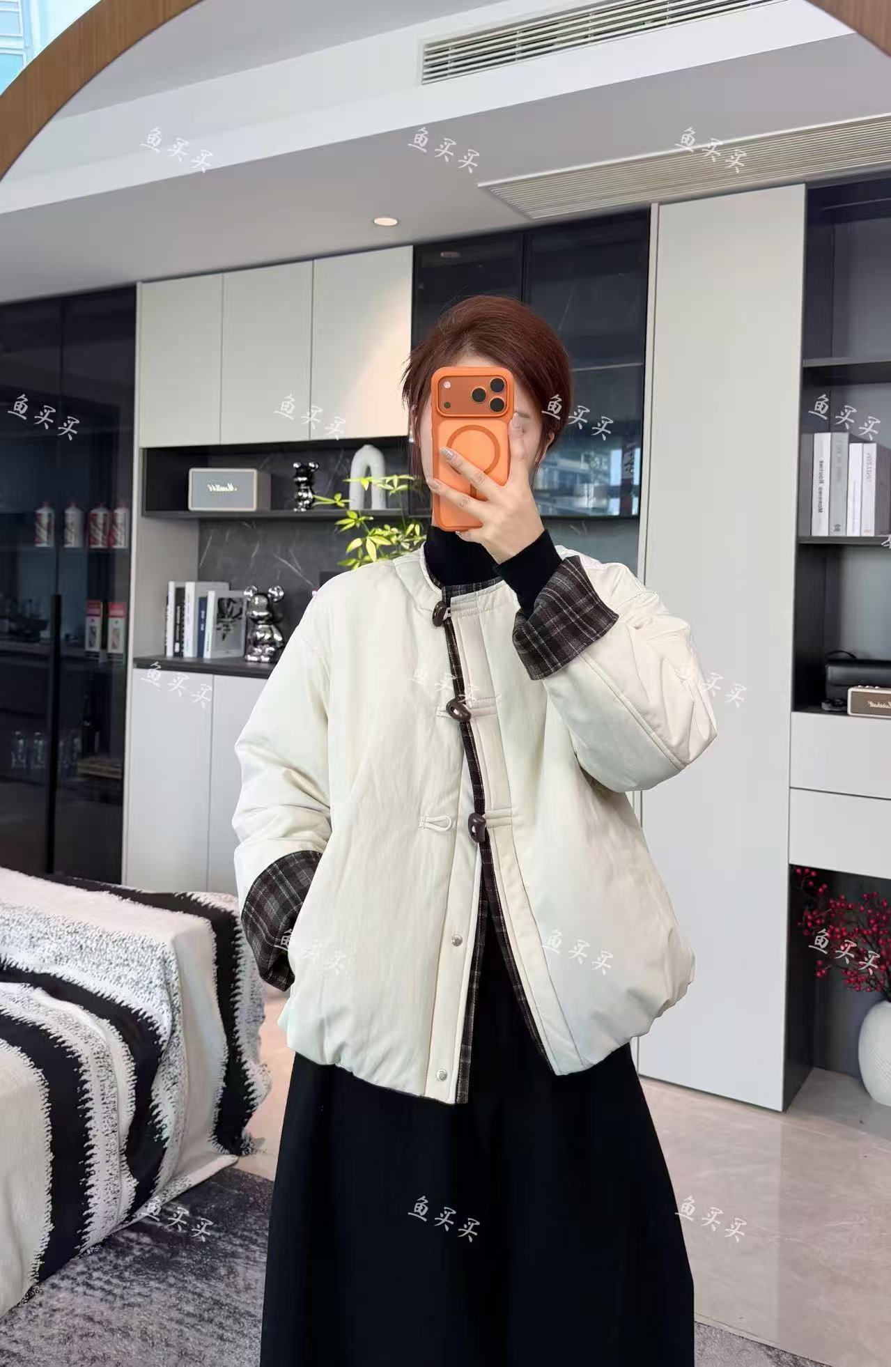 2025新款韩系撞色时尚百搭宽松显瘦设计感圆领厚款冬季棉服上衣