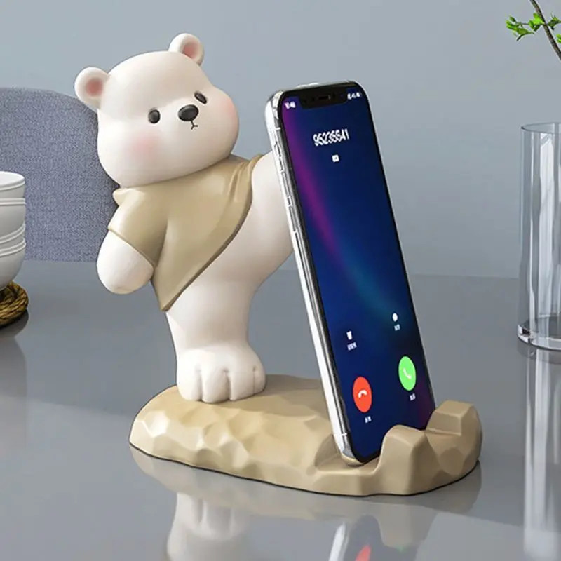 卡通熊手机支架小摆件办公室家用平板支架治愈系追剧实用生日礼物